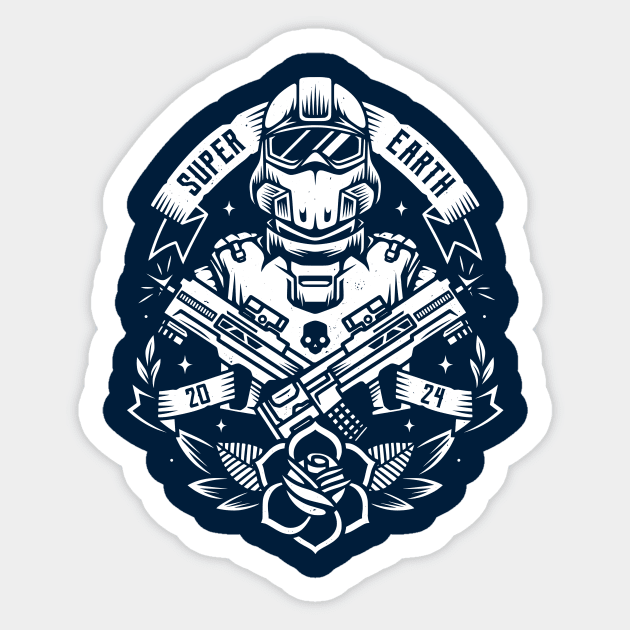 Defending Super Earth Sticker by Alundrart